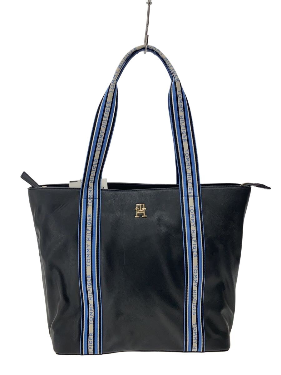 【中古】TOMMY HILFIGER◆トートバッグ/レザー/BLK【バッグ】