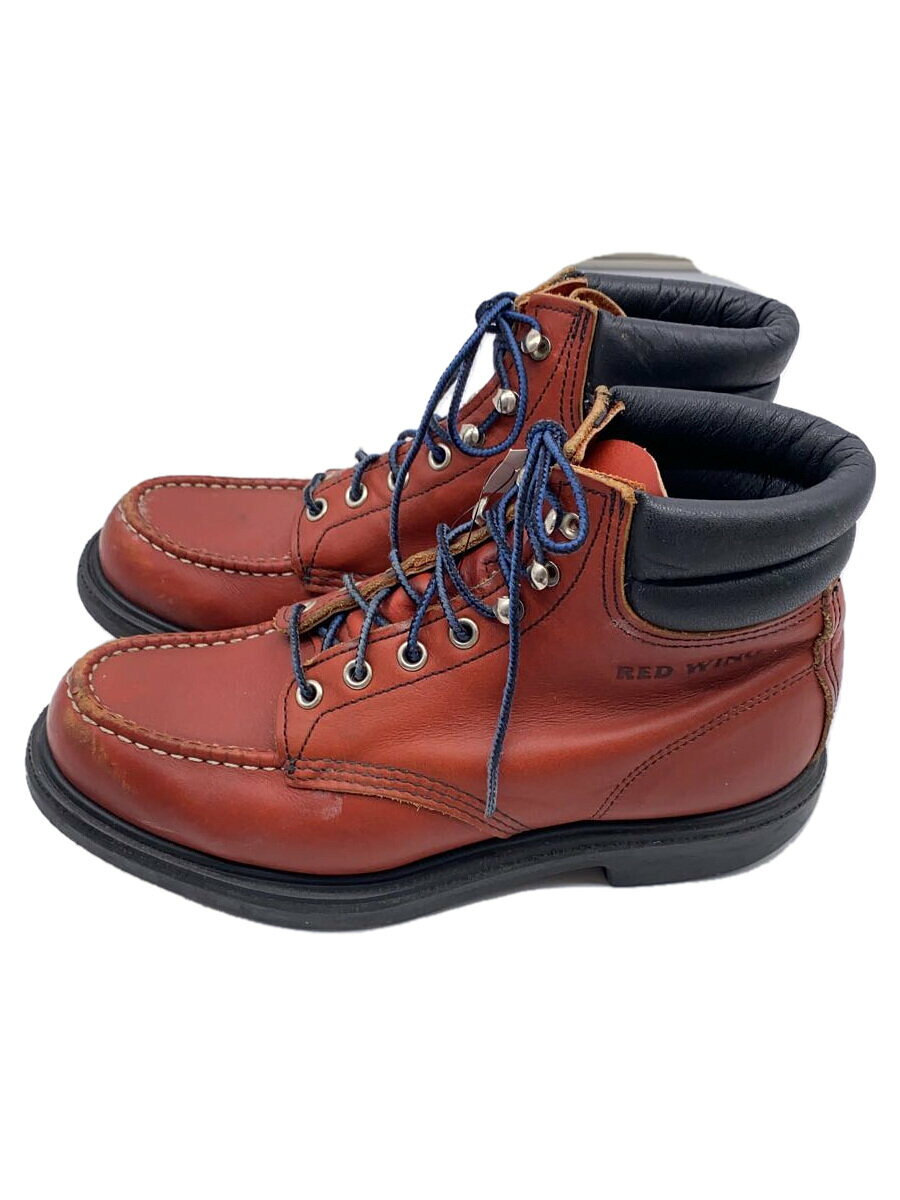 【中古】RED WING◆レースアップブーツ スーパーソールモックトゥ/25.5cm/RED/レザー/ NULL 【シューズ】