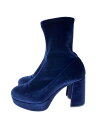 【中古】MIU MIU◆ブーツ/37.5/BLU【シューズ】