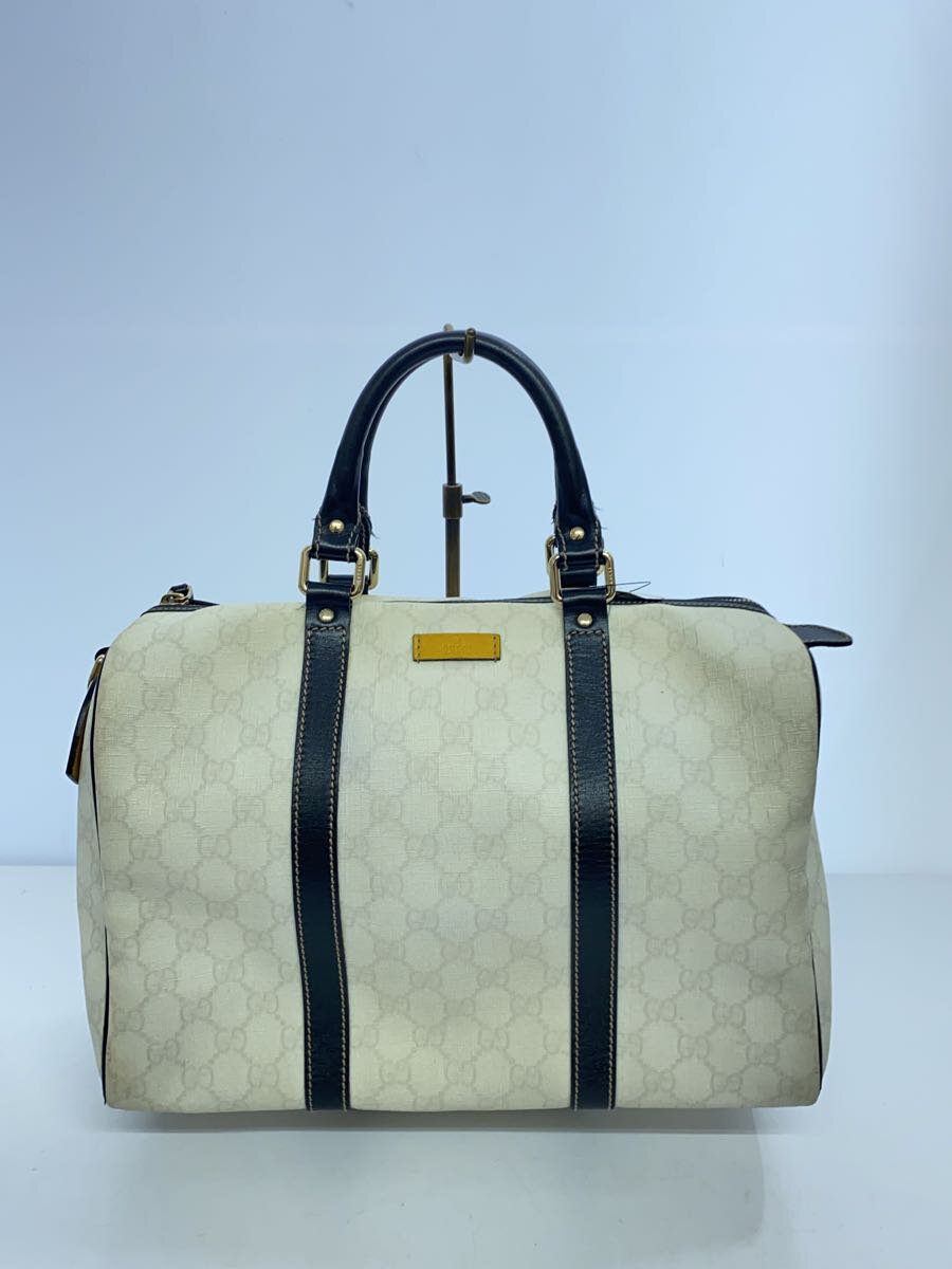 【中古】GUCCI◆ボストンバッグ_GGプラス/PVC/WHT【バッグ】