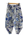 【中古】PLEATS PLEASE ISSEY MIYAKE◆サルエルパンツ/--/ポリエステル/BLU/総柄/PP23JF674【レディースウェア】