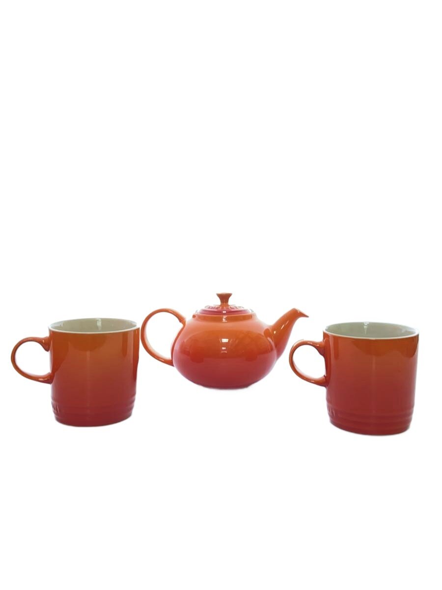 【中古】LE CREUSET◆洋食器その他/3点セット/ORN/ティーポット・ペアマグセット//【キ ...
