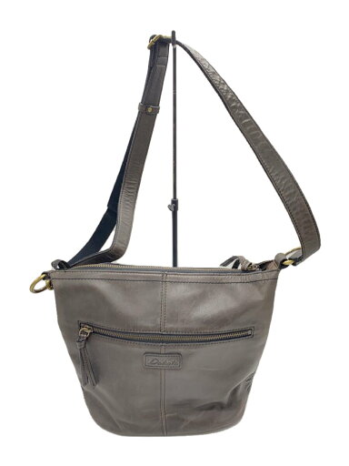 【中古】DAKOTA◆ショルダーバッグ/レザー/GRY/無地【バッグ】 【中古】DAKOTA◆ショルダーバッグ/レザー/GRY/無地【バッグ】