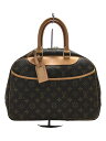 【中古】LOUIS VUITTON◆ドーヴィル_モノグラム_BRW/PVC/ブラウン/レザー部分水滴跡有【バッグ】