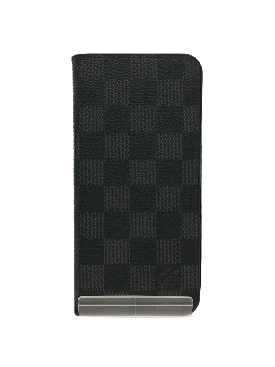 【中古】LOUIS VUITTON◆iphone6 フォリオ_ダミエ グラフィット_BLK/レザー/BLK/N61245【服飾雑貨他】