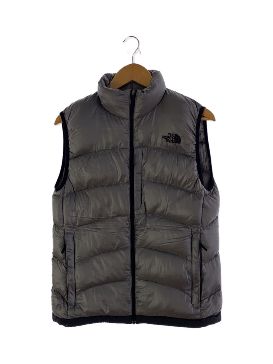 【中古】THE NORTH FACE◆ACONCAGUA VEST_アコンカグアベスト/M/ナイロン/GRY/無地【メンズウェア】