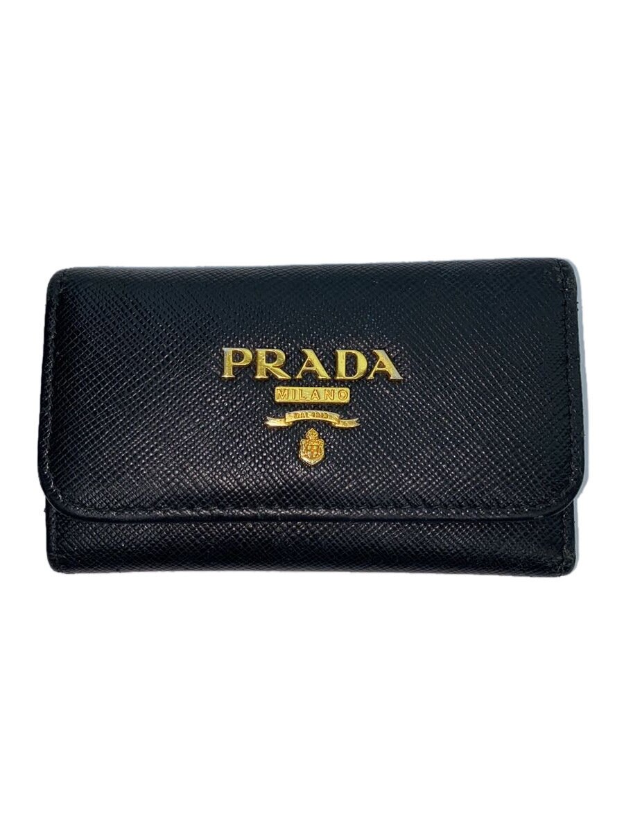 【中古】PRADA◆キーケース/6連/BLK/メッキ剥がれ/角擦れ有【服飾雑貨他】