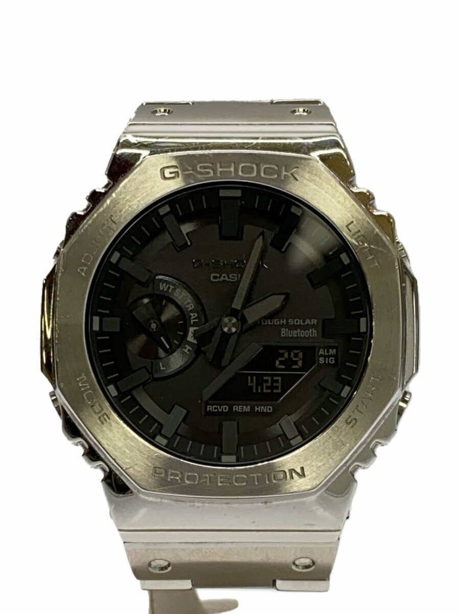 【中古】CASIO◆ソーラー腕時計_G-SHOCK/デジアナ/ステンレス/GRY/SLV【服飾雑貨他】