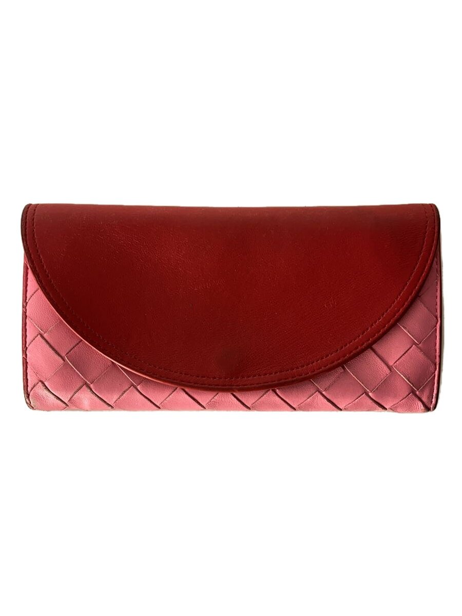 【中古】BOTTEGA VENETA◆長財布/--/RED/レディース【服飾雑貨他】