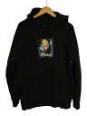 【中古】CHALLENGER◆MASKED LADY HOODIE/パーカー/フーディー/プリント/裏起毛/ブラック/L【メンズウェア】