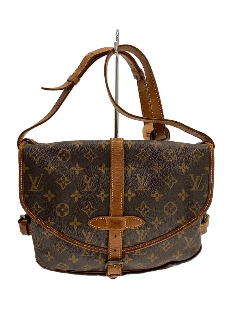 【中古】LOUIS VUITTON◆1)ソミュール30_モノグラム・キャンバス_BRW/PVC/ブラウン/総柄/ルイヴィトン【バッグ】