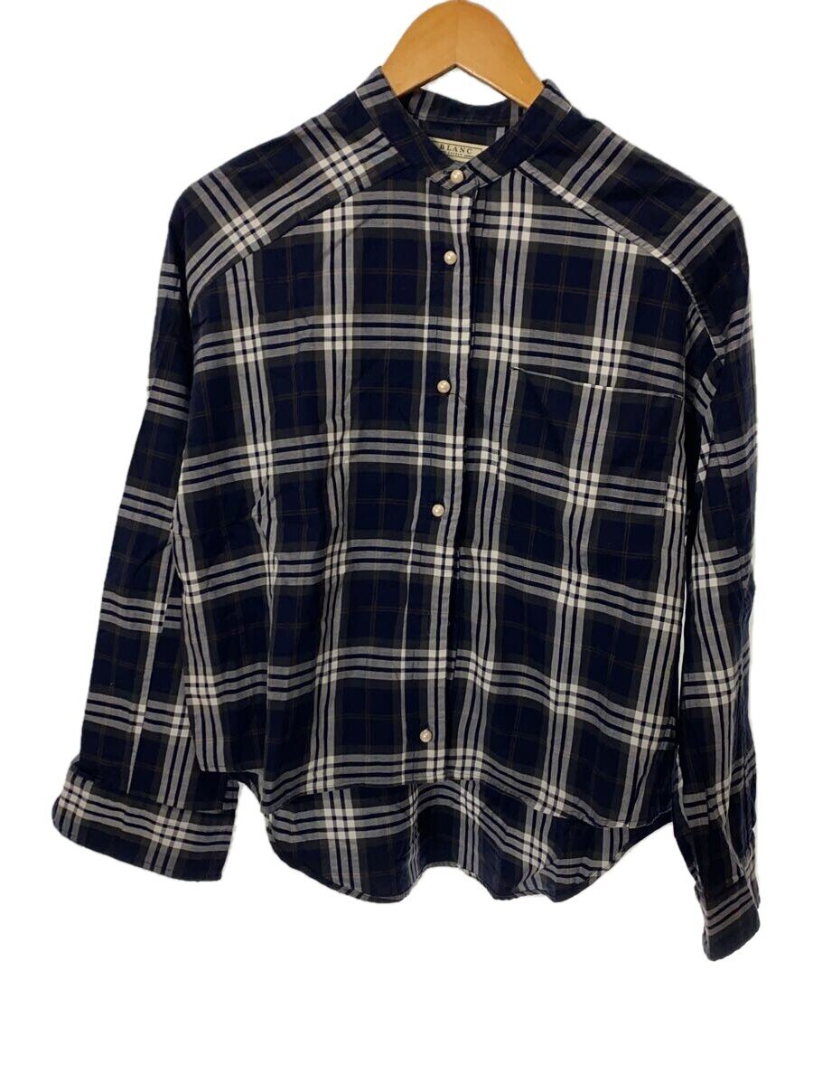 【中古】blanc basque◆スタンドカラータータンチェックシャツ/38/コットン/チェック/BB84-104【レディースウェア】