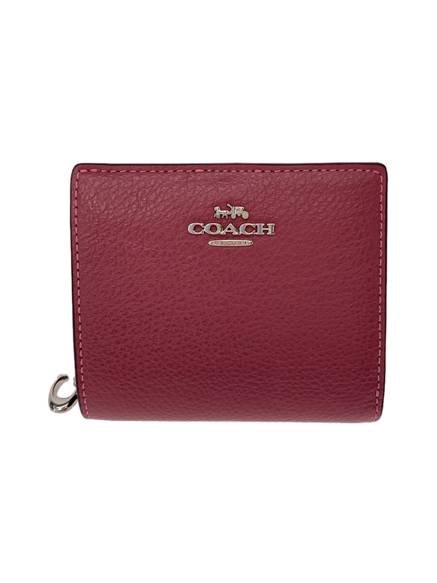 【中古】COACH◆2つ折り財布/レザー/PNK/レディース【服飾雑貨他】