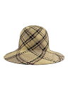 【中古】THOM BROWNE. NEW YORK◆ストローハット/S/CRM/チェック/メンズ【服飾雑貨他】