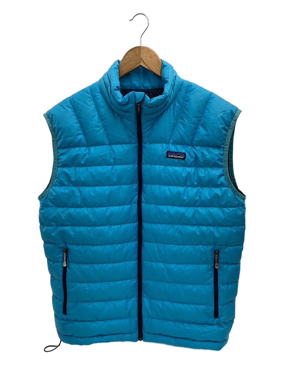 【中古】patagonia◆ダウンベスト/M/--/BLU/84621SP11/チャック持ち手劣化有 ...