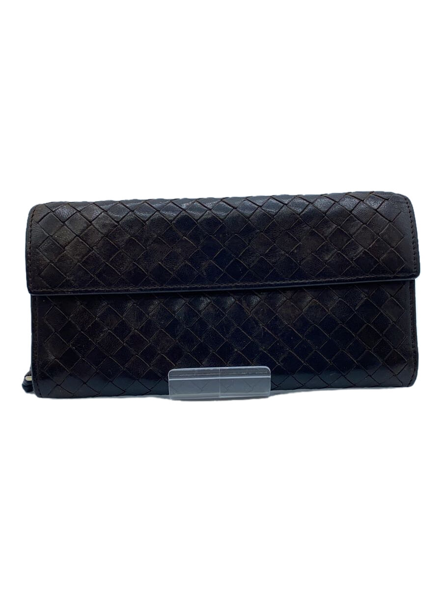 【中古】BOTTEGA VENETA◆長財布/レザー/BRW/レディース【服飾雑貨他】