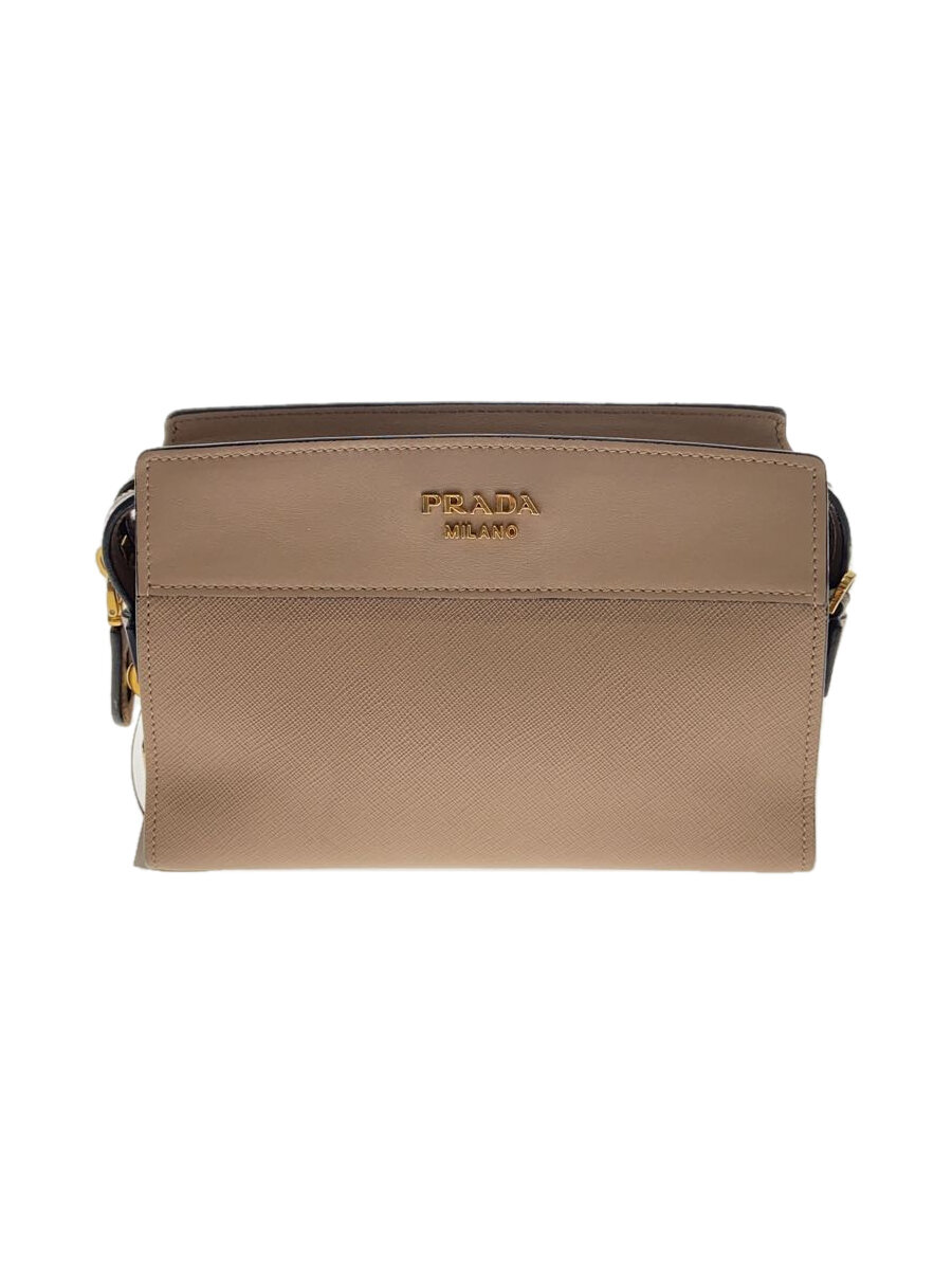 PRADA◆エスプラナード/サフィアーノ/ショルダーバッグ/レザー/BEG