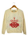 【中古】GUCCI◆ラインストーンロゴスウェット/フロントシミ有/スウェット/コットン/IVO/プリント/515013-X9S48【レディースウェア】