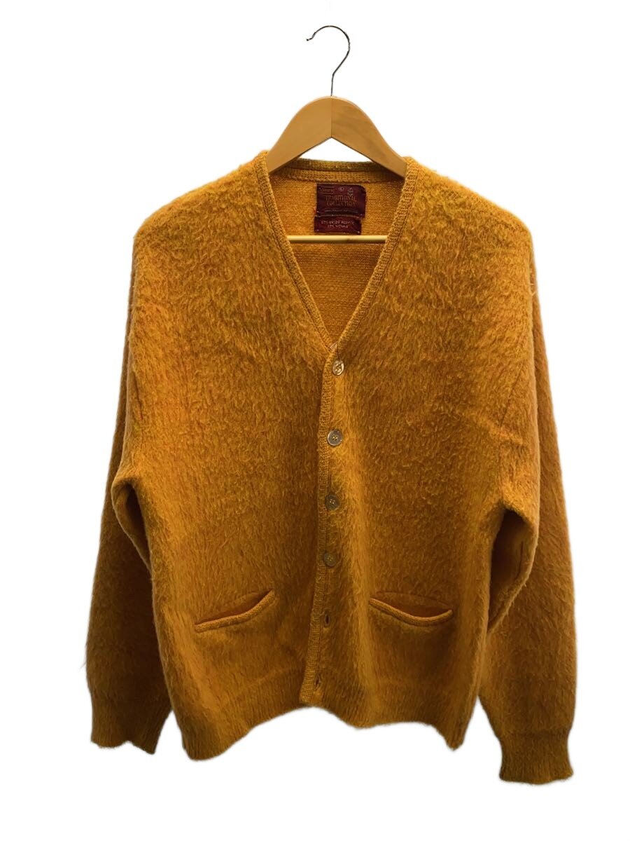 【中古】sears◆60s/モヘアカーディガン/L/イエローゴールド/モヘア40％/第5、6ボタン欠損【メンズウェア】