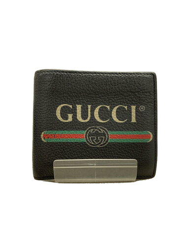 【中古】GUCCI◆2ツ折サイフ_GUCCIプリント/レザー/BLK/無地/メンズ【服飾雑貨他】 【中古】GUCCI◆2ツ折サイフ_GUCCIプリント/レザー/BLK/無地/メンズ【服飾雑貨他】