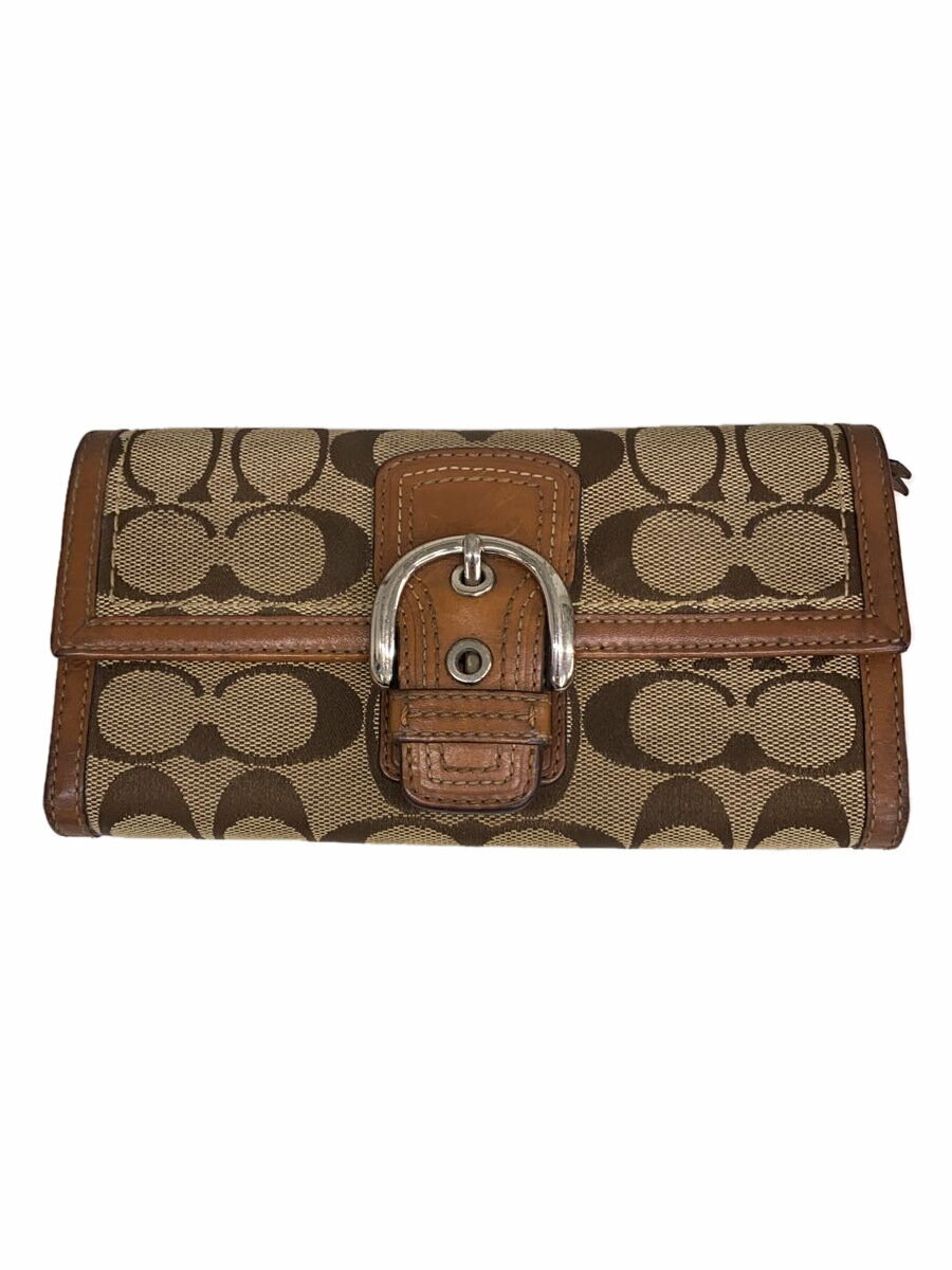 【中古】COACH◆長財布/キャンバス/BRW/総柄/レディース【服飾雑貨他】