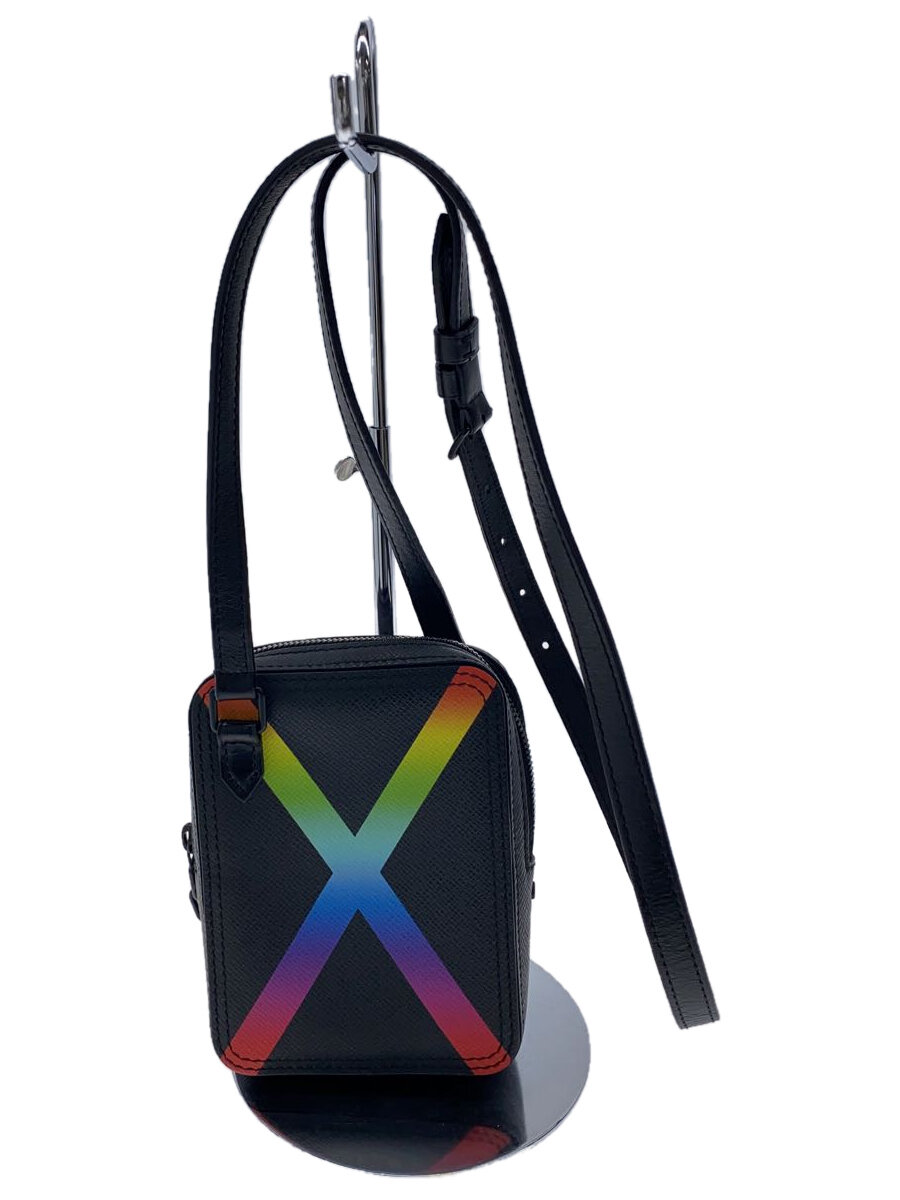 【中古】LOUIS VUITTON◆ダヌーブ・メッセンジャー/ショルダーバッグ/タイガ・レインボー_マルチカラー/レザー/BLK/LV【バッグ】