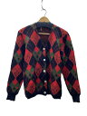 【中古】推定60s/カーディガン(厚手)/ニット/アーガイル/RED【レディースウェア】