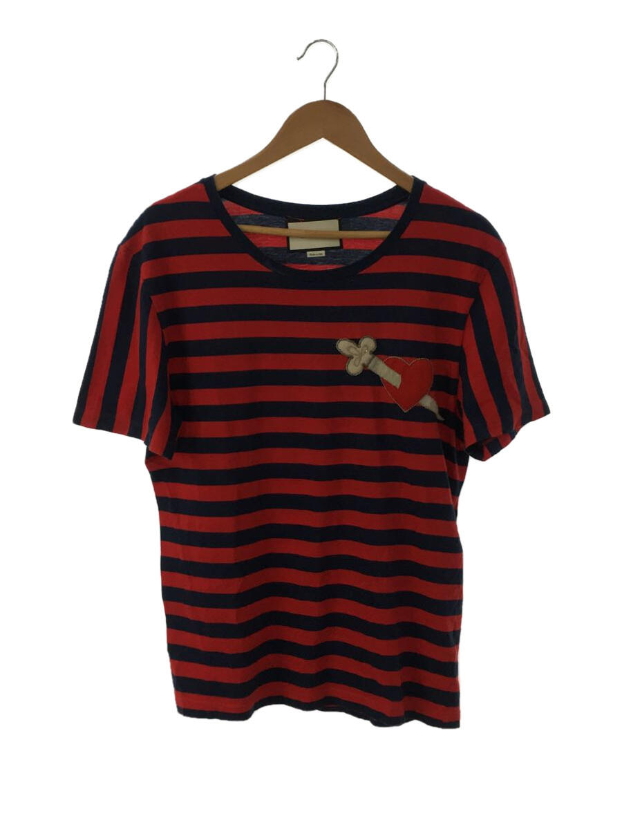 【中古】GUCCI◆Tシャツ/S/コットン/RED/ボーダー/x5p6