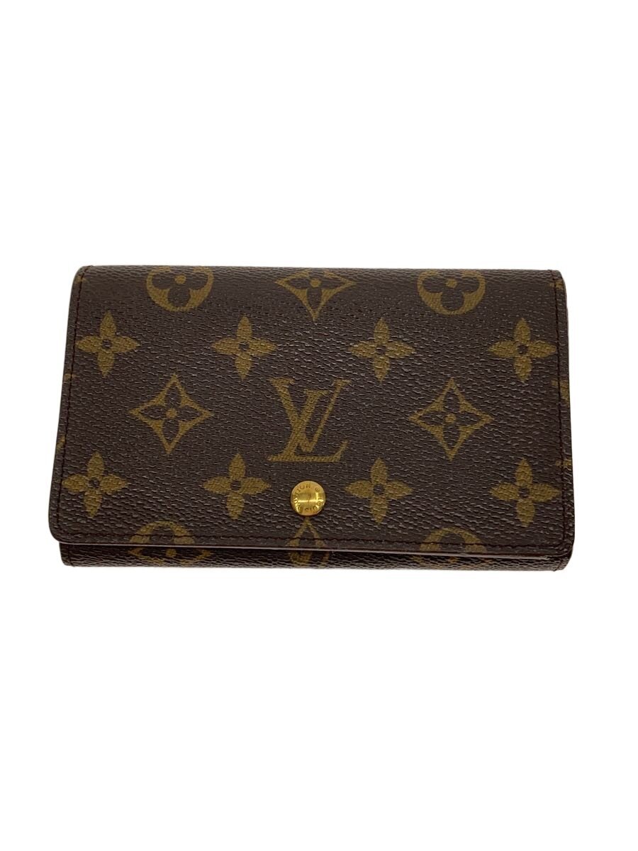 【中古】LOUIS VUITTON◆2)ポルト・フォイユ・トレゾール_モノグラム・キャンバス/PVC/BRW/メンズ【服飾雑貨他】