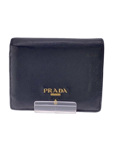 【中古】PRADA◆2つ折り財布/レザー/BLK/無地/メンズ/1MH026【服飾雑貨他】 【中古】PRADA◆2つ折り財布/レザー/BLK/無地/メンズ/1MH026【服飾雑貨他】