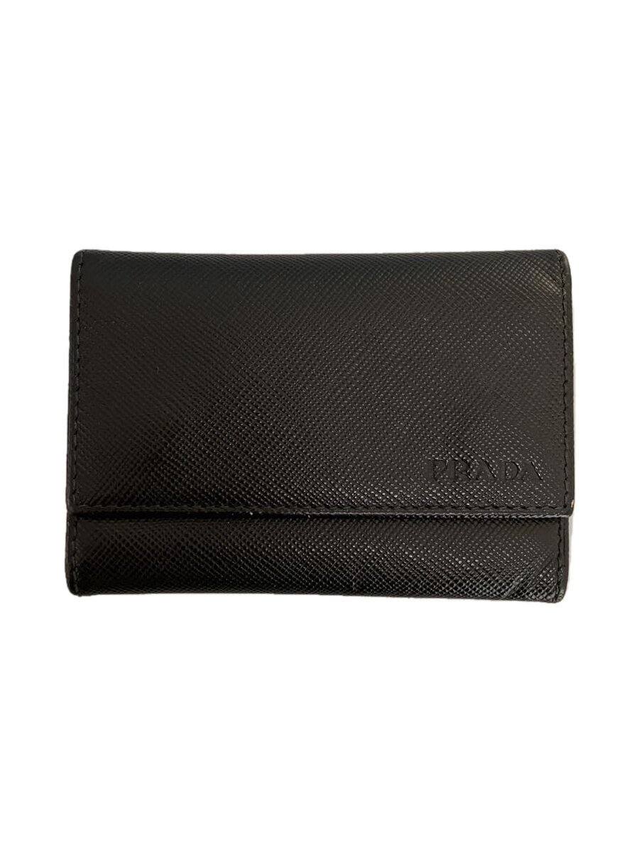 【中古】PRADA◆6連キーケース/サフィアーノ/レザー/BLK/無地/メンズ【服飾雑貨他】