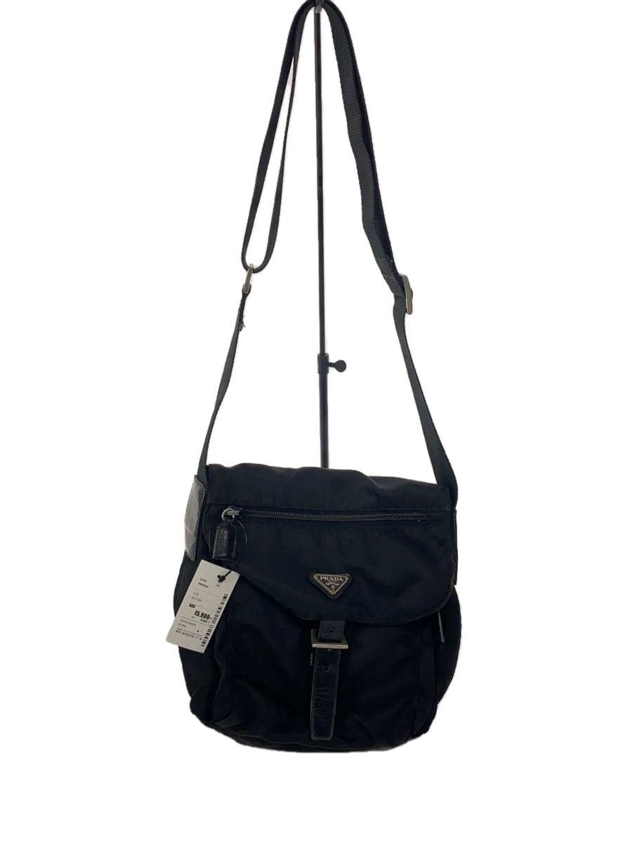 【中古】PRADA◆ショルダーバッグ/ナイロン/BLK/無地【バッグ】