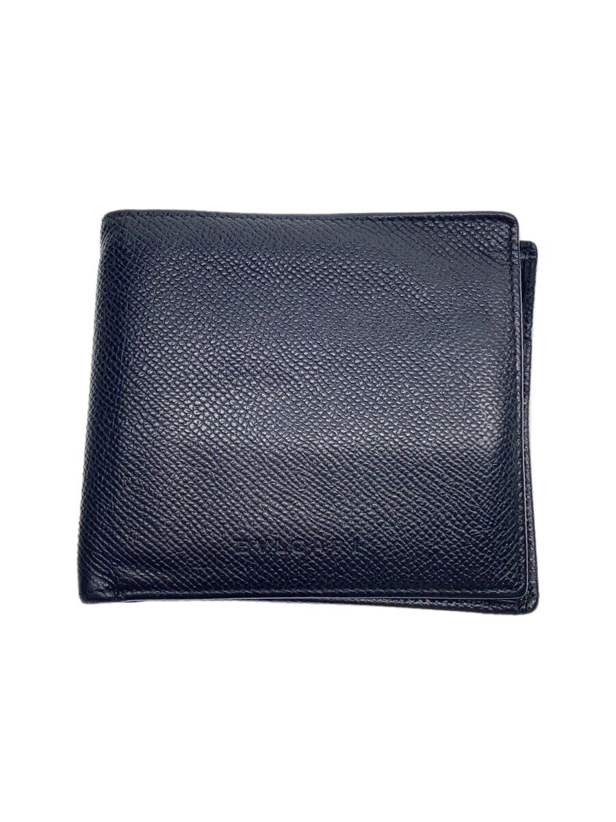 【中古】BVLGARI◆2つ折り財布/レザー/BLK/無地/メンズ【服飾雑貨他】