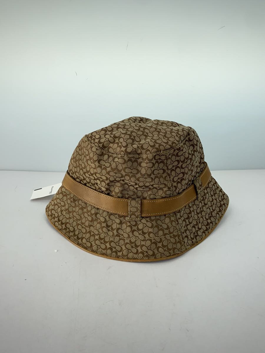 【中古】COACH◆ハット/S/ポリエステル/BEG/総柄/レディース【服飾雑貨他】