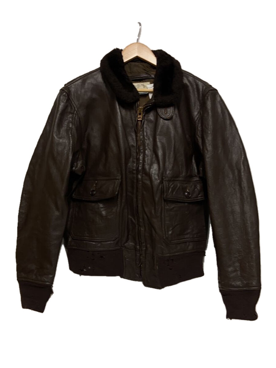 【中古】U.S.AIR FORCE◆70s/G-1/リブ破れ有/42/レザー/BRW/無地/8415-268-7800【メンズウェア】