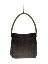 【中古】LOUIS VUITTON◆ルーピングGM_モノグラム・キャンバス_BRW/PVC/BRW【バッグ】