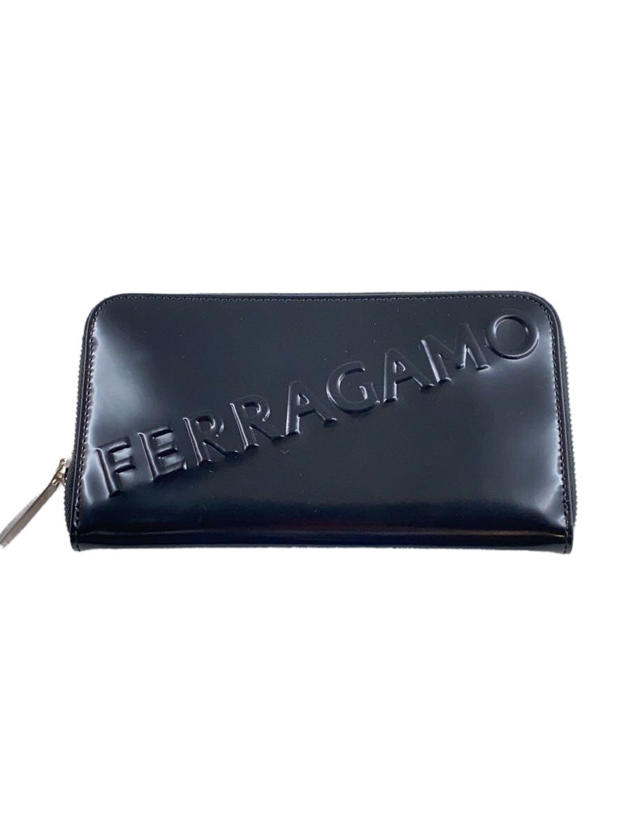 【中古】Salvatore Ferragamo◆Embossed Leather Long Wallet/長財布/レザー/BLK/メンズ/661212【服飾雑貨他】