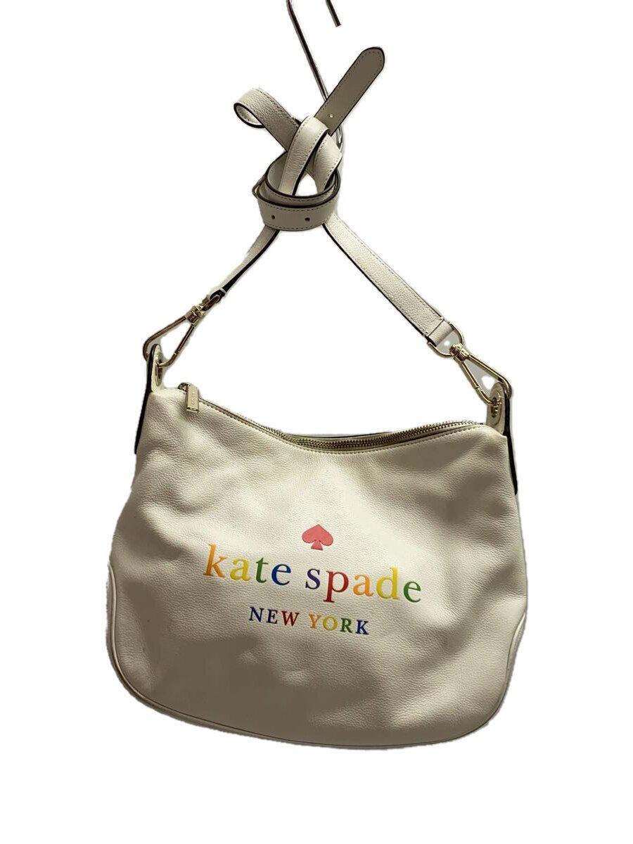 KATE SPADE - 【中古】kate spade new york◆ショルダーバッグ/レザー/ホワイト/無地/表面汚れ有/WKR00514【バッグ】