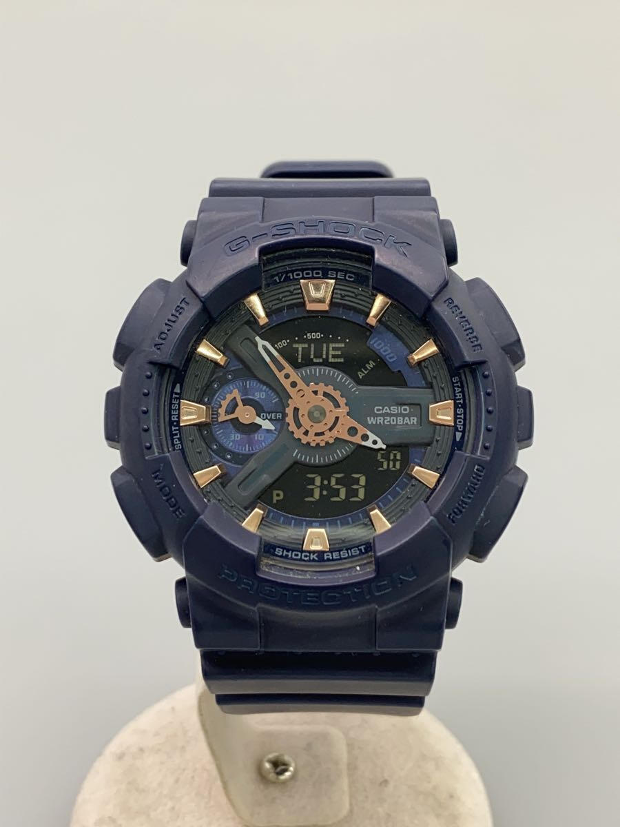 【中古】CASIO◆クォーツ腕時計/デジアナ/ラバー/NVY/NVY/gma-s110cm【服飾雑貨他】