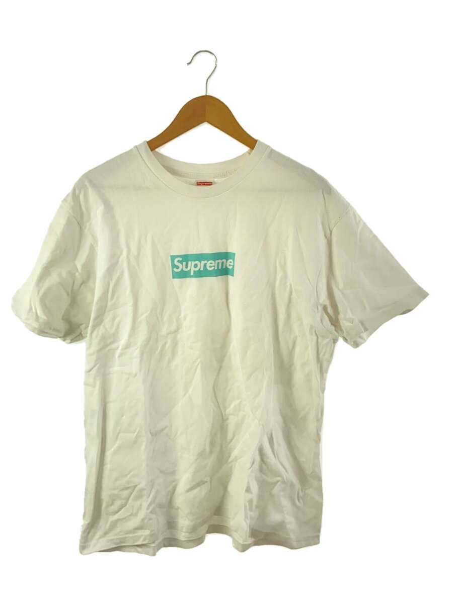 【中古】Supreme◆×TIFFANY&Co./21AW/Box Logo Tee/Tシャツ/L/コットン/WHT【メンズウェア】