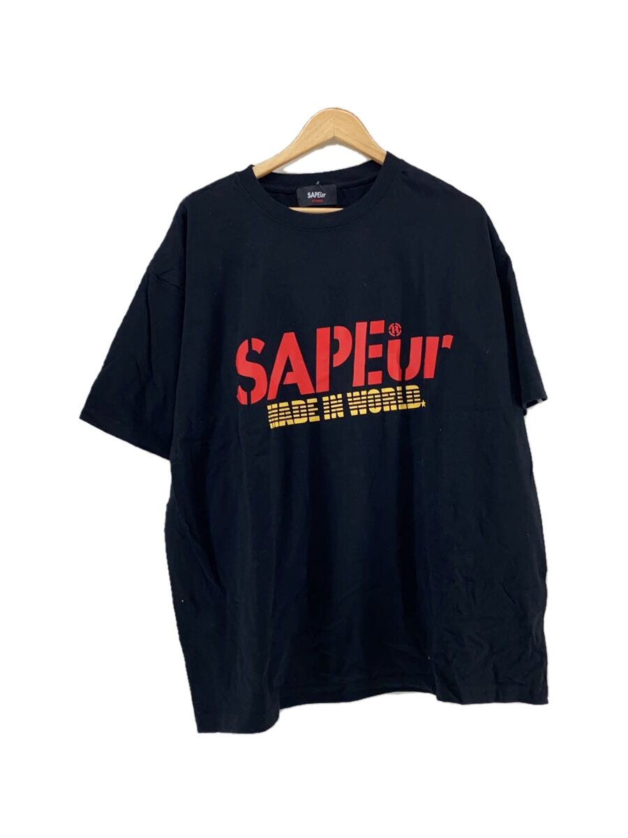 A Elegantes SAPEur◆MADEIN WORLD/プリント/Tシャツ/XL/コットン/BLK
