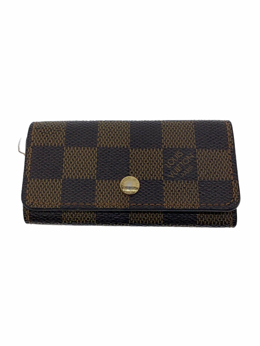 【中古】LOUIS VUITTON◆ミュルティクレ4_ダミエ・エベヌ_BRW/レザー/BRW/レディース【服飾雑貨他】