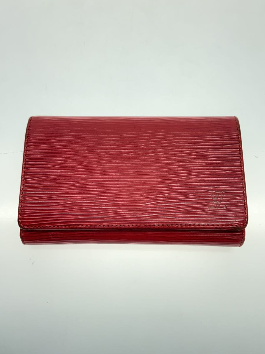 【中古】LOUIS VUITTON◆ポルト・モネ・ビエ・トレゾール_エピ_RED/--/RED/レディース【服飾雑貨他】