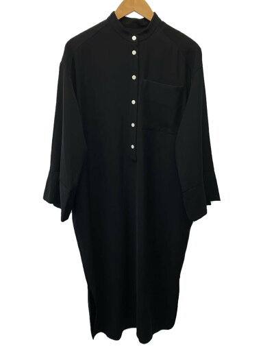 【中古】ENFOLD◆24AW/COCOON BLOUSE DRESS/長袖ワンピース/36/ポリエステル/BLK【レディースウェア】 【中古】ENFOLD◆24AW/COCOON BLOUSE DRESS/長袖ワンピース/36/ポリエステル/BLK【レディースウェア】