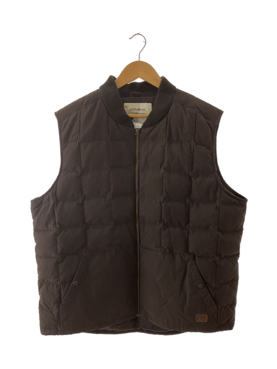 【中古】EDDIE BAUER◆ダウンベスト/XL/コットン/BRW/無地//【メンズウェア】