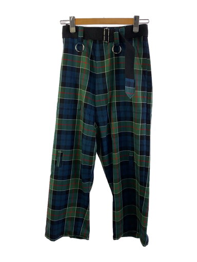 【中古】KIDILL◆LOOSE FIT BONDAGE PANTS/ボトム/42/ポリエステル/GRN/チェック/KL831【メンズウェア】 【中古】KIDILL◆LOOSE FIT BONDAGE PANTS/ボトム/42/ポリエステル/GRN/チェック/KL831【メンズウェア】