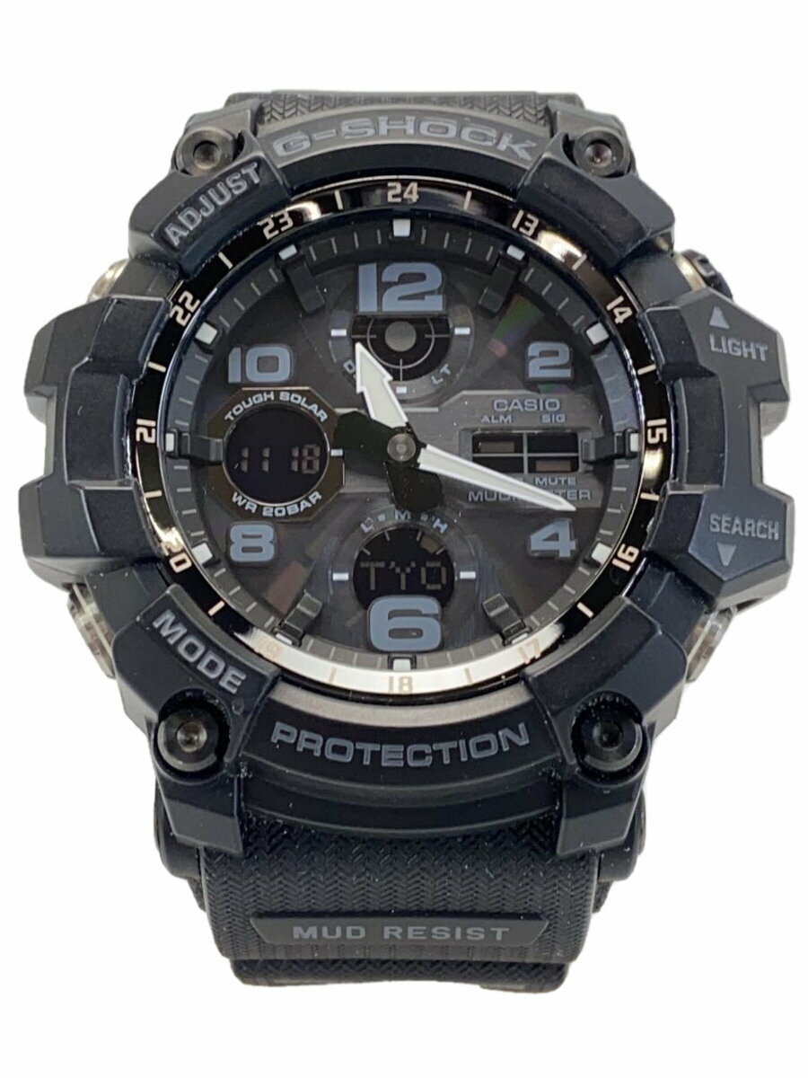 【中古】CASIO◆ソーラー腕時計/アナログ/ラバー/BLK/BLK/GSG-100/MUDMASTER//【服飾雑貨他】