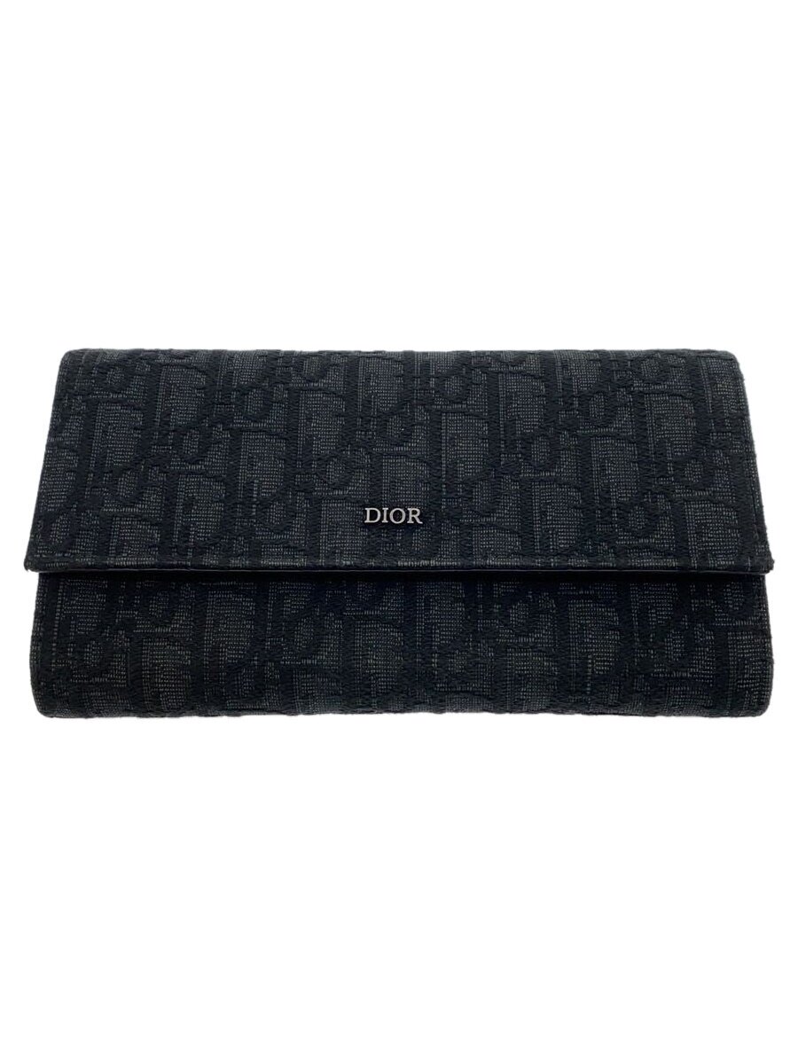 【中古】Christian Dior◆長財布/キャンバス/BLK/総柄/メンズ【服飾雑貨他】
