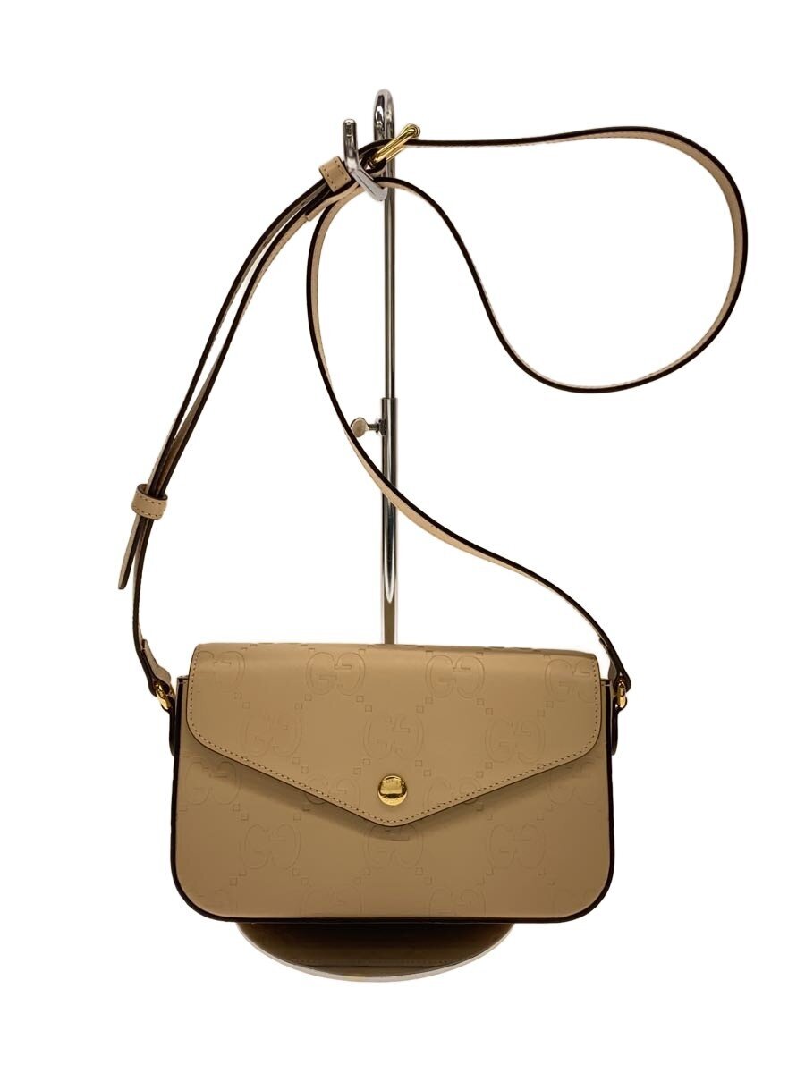 GUCCI - 【中古】GUCCI◆GGスーパーミニショルダーバッグ/レザー/ベージュ【バッグ】