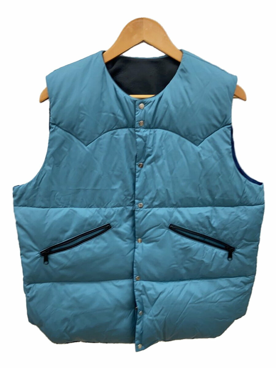 【中古】Rocky Mountain Featherbed◆ダウンベスト/40/ナイロン/BLU/290-212-03/リバーシブル【メンズウェア】